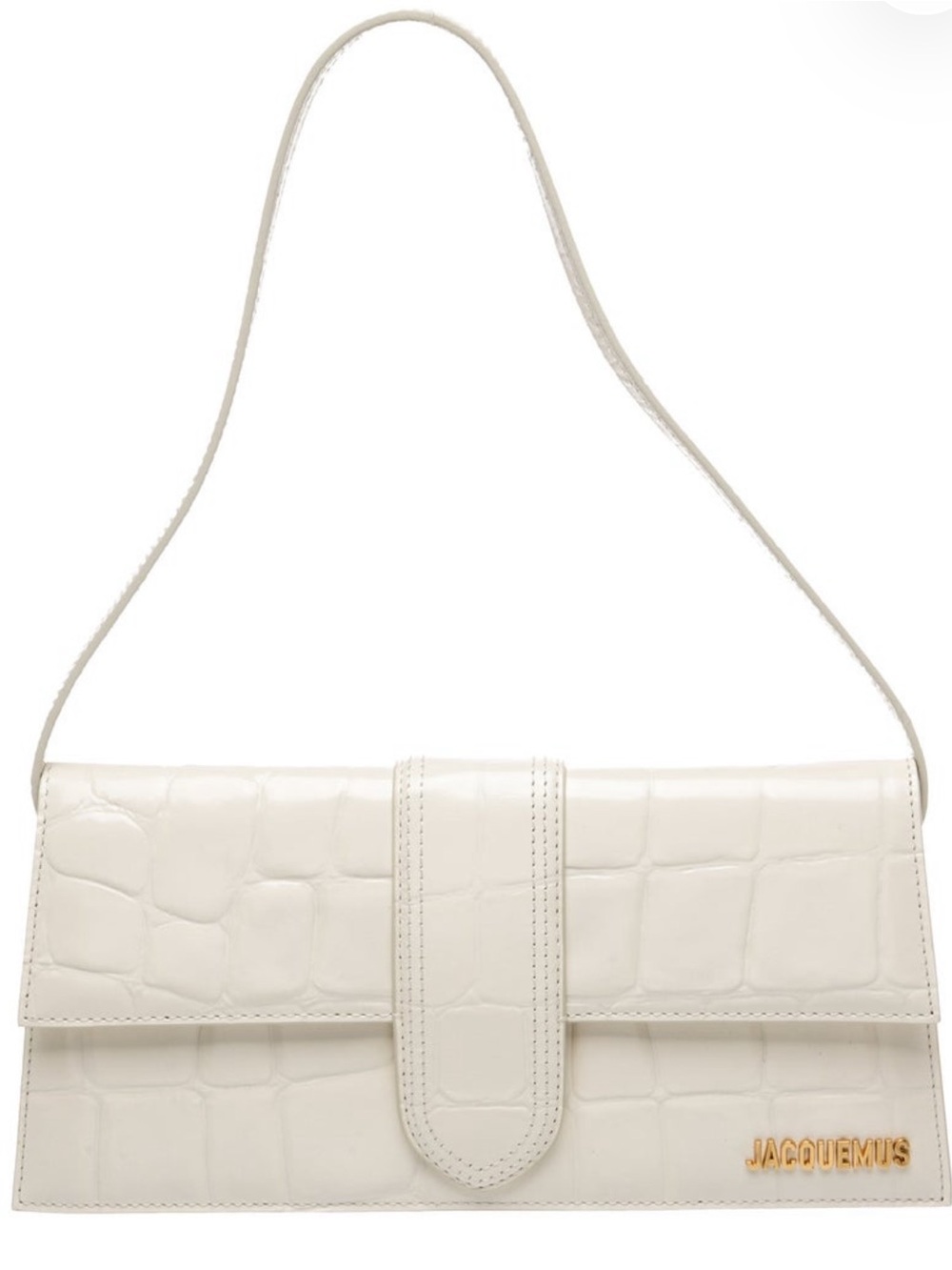 Jacquemus Cream Croc-Embossed Shoulder Bag